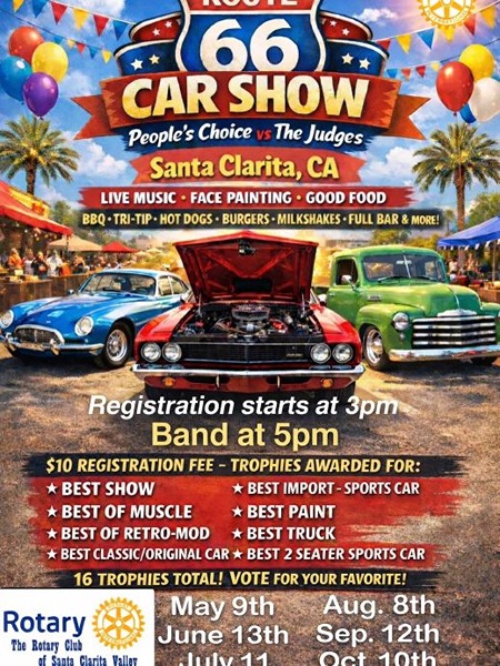 Route 66 People's Choice vs. Judges Car Show flyer 2026